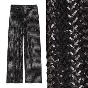 BNWT H&M Black Sequin Wide Leg Pants